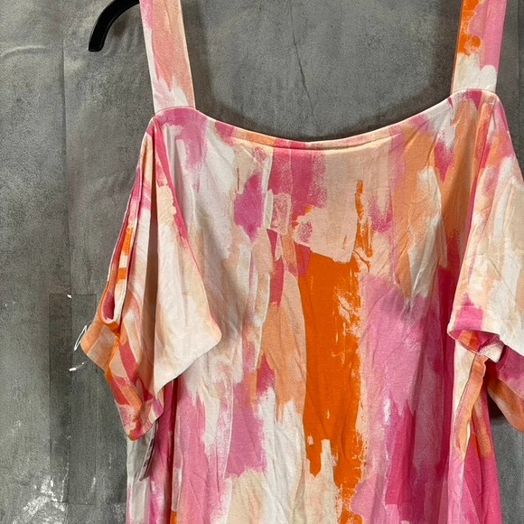 JM Collection Women's Pink Gen Combo Square-Neck Cold-Shoulder Top SZ M - Picture 3 of 11